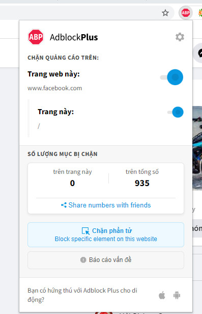Cách tắt Adblock trên trang Facebook