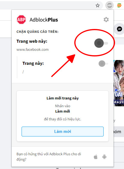 Cách tắt Adblock chỉ trên trang Facebook