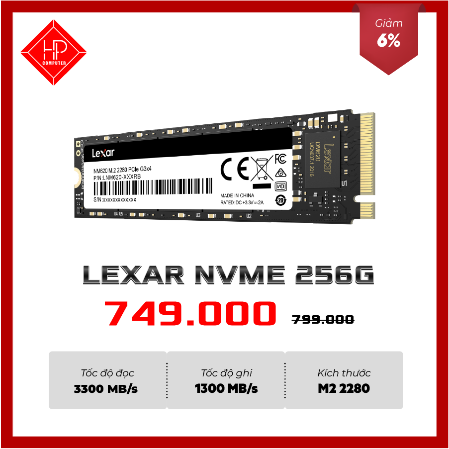 Ổ CỨNG SSD LEXAR NM620-256GB M.2 2280 PCIe