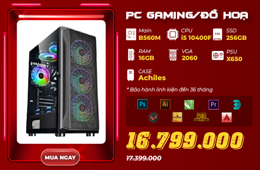 PC GAMING, ĐỒ HỌA GIÁ TỐT: i5 10400f/ RAM 8GB/ SSD 256GB/ VGA 2060 12GB