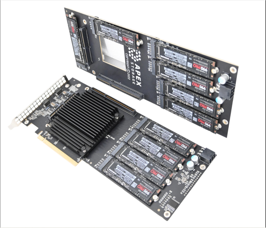 Apex Storage X21: Mẫu card mở rộng lắp được 21 ổ SSD cho 168TB dung lượng lưu trữ cực nhanh